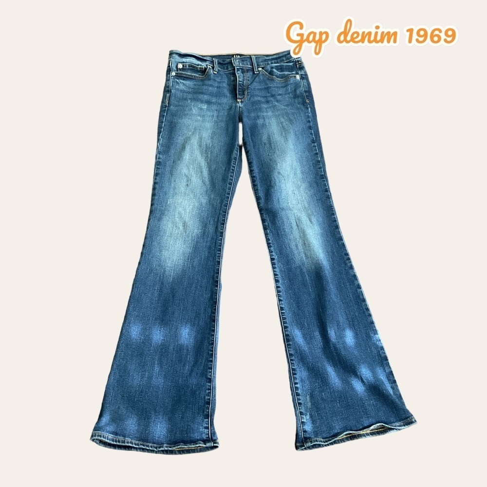 GAP 1969 Bootcut Mid-rise Distressed Denim Blue Jean -‎ Size 8/29R